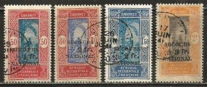 Dahomey B8-B11 used,   1941.  Complete set of four.  Scarce!!!  (D348)