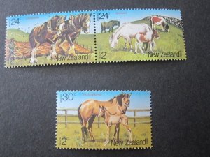 New Zealand 1984 Sc B118-20 Horses (3) set MNH