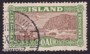 ICELAND 148 FROM 1925 50a plum, green & brown UVF Fishing Boats W114 PF14x15 S