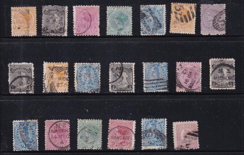 NEW ZEALAND QUUEN VICTORIA USED SELECTIONS SOME NICE CANCELS AT 50cts A STAMP