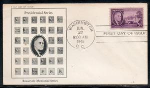 US #932 Roosevelt FDC Prexie Cachet addr E10