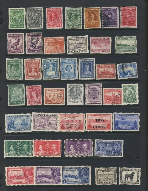 41x Newfoundland M & U stamps 1932-37 Definitive Silver Jubilee Coronation