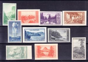 United States Imperf. National Parks complete (10)  VF/Mint