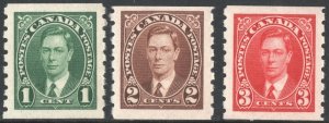 Canada SC#238-240 1¢-3¢ King George VI Coil Singles (1937) MNH*