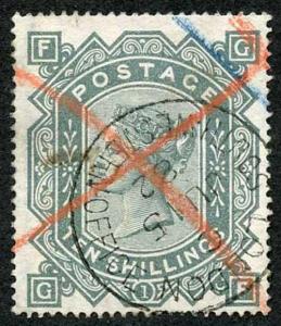 SG128 10/- Grey-Green SUPERB COLOUR Cat 3200 pounds