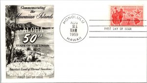 FDC 1959 SC #C55  Fleetwood Cachet - Honolulu, Hi - Single - F77108