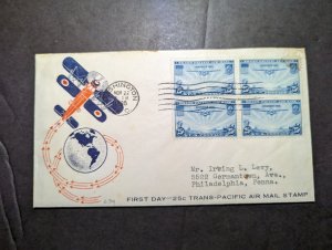 1935 USA Airmail First Day Cover FDC Washington DC to Philadelphia PA