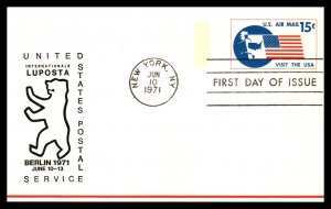 US UXC11 Flag Map Luposta U/A FDC Postal Card