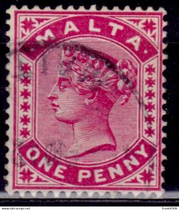 Malta 1885, Queen Victoria, 1p, sc#9, used