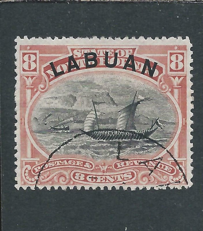 LABUAN 1894-96 8c ROSE-RED FU SG 68 CAT £45