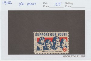 U.S.  Scott# 1342 1968 Support Our Youth Elks Issue VF/XF MNH