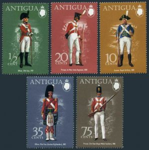 Antigua 329-333,333a sheet,MNH.Michel 318-322,Bl.12. Military Uniforms 1974.Arms