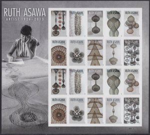 US 5504-5513 5513a Ruth Asawa forever sheet (20 stamps) MNH 2020 