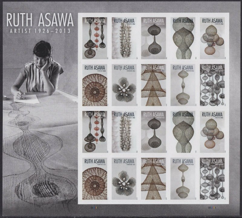 US 5504-5513 5513a Ruth Asawa forever sheet (20 stamps) MNH 2020 