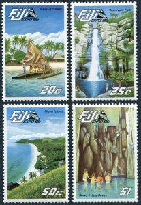 Fiji 527-530,MNH.Michel 521-524. Outrigger canoe,Waterfalls,Caves,1985.