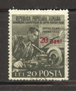 Romania Scott 844A Used H - 1952 Peace Congress Surcharges - SCV $1.90