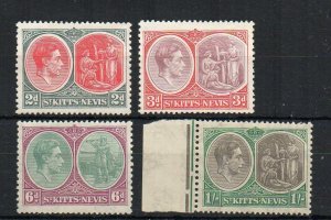 St Kitts-Nevis 1938-50 2d, 3d 6d and 1s MVLH