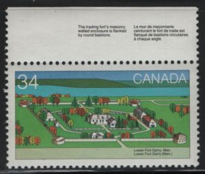 Canada 1985 MNH Sc 1050 34c Lower Fort Garry - with descriptive selvedge