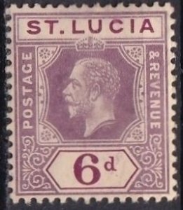 Saint Lucia 69 (mh) 6p George V, vio & red vio (1912)