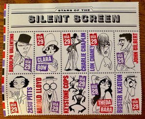 US # 2828a Silent Screen Stars block of 10 with header 29c 1994 Mint NH