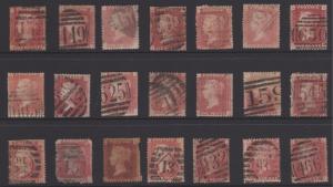 Great Britain 1864 QV 1d Red Sc#33 x 21 Copies Used