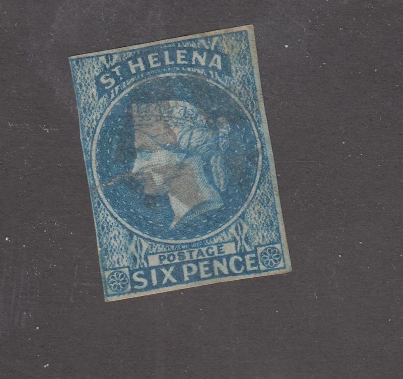 ST HELENA # 1 Q/VICTORIA 6p LIGHT USED CAT VALUE $225 US (STHKK8)