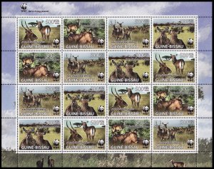 Guinea-Bissau WWF Defassa Waterbuck Sheetlet of 4 sets 2008 MNH MI#3919-3922