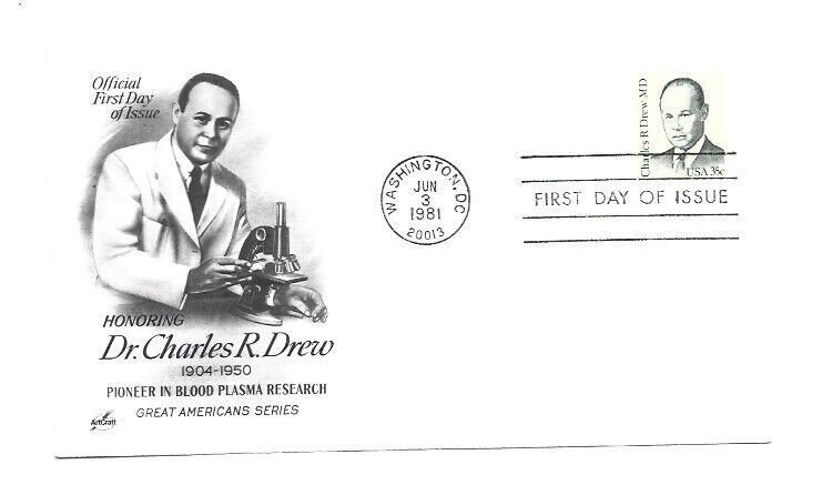 1865 35c Charles R Drew, MD, ArtCraft, FDC