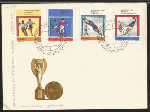 J) 1966 POLAND, WORLD FOOTBALL CHAMPIONSHIP LONDON 1966 SET OF 2 FDC