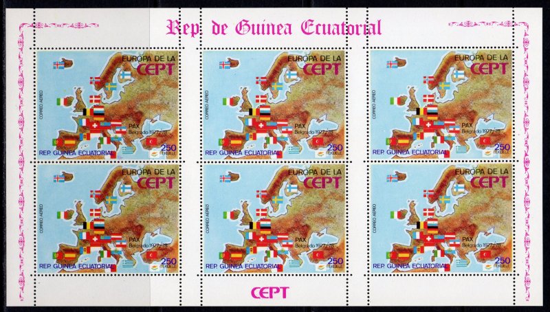 Equatorial Guinea 1978 Mi#1350 Europa CEPT  Mini-Sheetlet (6) Perforated MNH