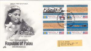 Palau # 1-4, Inauguration of Postal Service, First Day