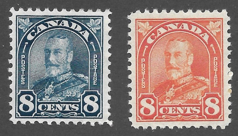 Doyle's_Stamps: Matched MH 1930 Canadian KGV 8c Stamps, Scott #171* & #172*