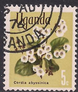 Uganda 1969 QE2 5c Flowers  used stamp  ( C1455 )