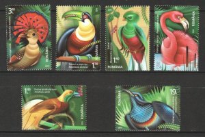 2019	Romania	exotic birds set of 6v MNH	253