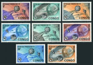 Congo DR 534-541, MNH. Michel 227-234, ITU-100, 1965. Earth, Satellites.