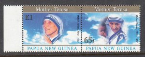 PAPUA NEW GUINEA - 1998 MOTHER TERESA - SE-TENANT 2V MNH