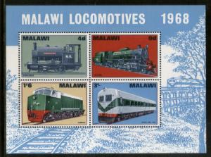 Malawi 1968 Locomotives Diesel Steam Railway Transports M/s Sc 90a MNH # 5388