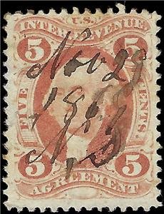 VEGAS - 1862-71 Agreement Revenue 5c - Sc# R23 - Good Centering - ER24
