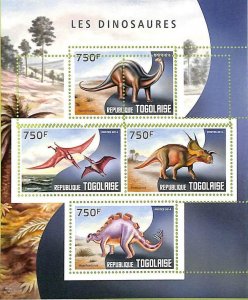 A8851 - TOGO  -ERROR MISPERF  Stamp Sheet - 2014 PREHISTORICS DINOSAURS