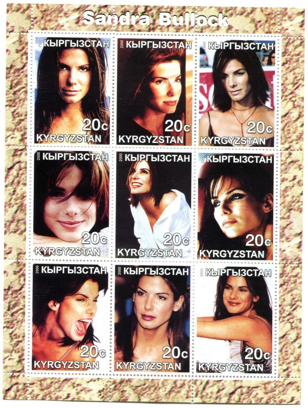 Kyrgyzstan 2000 SANDRA BULLOCK Sheet Perforated Mint (NH)