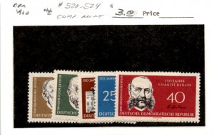 Germany - DDR, Postage Stamp, #520-524 Mint NH, 1960 Humboldt University (AG)