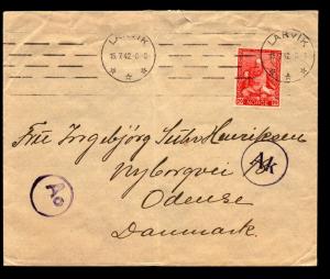 Norway 1942 Cover to Denmark / Transit Censors / Light Fold - Z14020