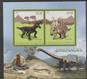 DINOSAURS  perf sheet containing two values mnh