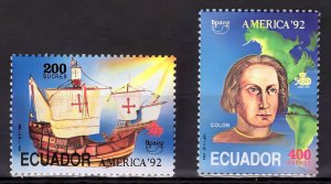 Ecuador 1992 Sc#1292/1293 DISCOVERY OF AMERICA 500th.ANNIV. COLUMBUS/SHIP MNH