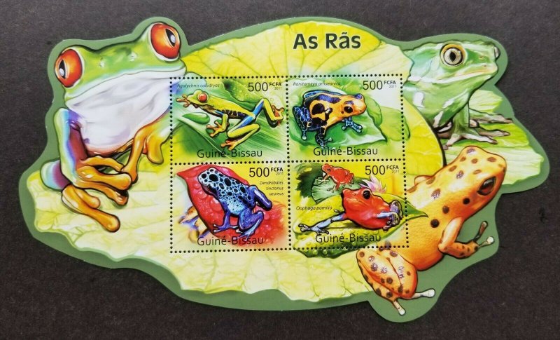 *FREE SHIP Guinea Bissau Frog 2011 Amphibian Reptile (ms MNH *odd shape *unusual