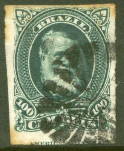 Brazil 72, 100r Emperor Dom Pedro. Imperf. Used. (131)