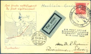 1. 1928 Stockholm-Malmö-Hamburg-London Night Postal Flight.