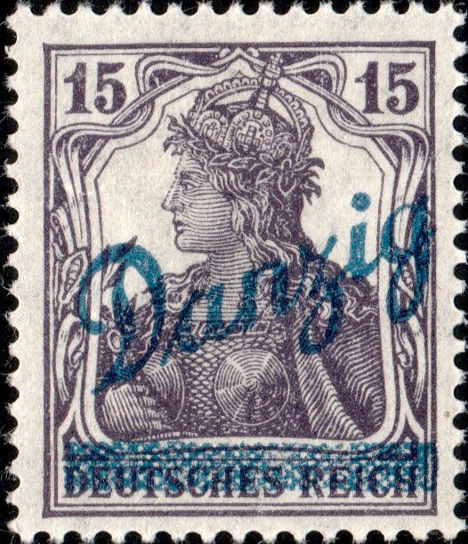 DANZIG - 1920 - Mi.22a 15pf blackish violet - Mint (Hinged)*