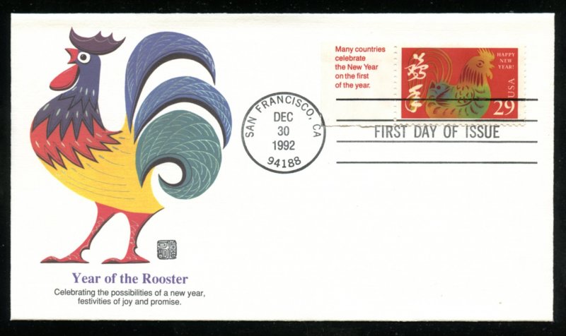 US 2720 Chinese New Year - Year of Rooster UA Fleetwood cachet FDC LT Tab