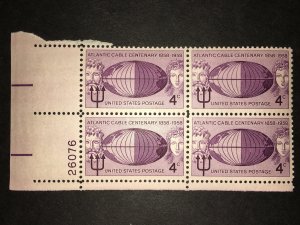 Scott # 1112 Atlantic Cable Centenary MNH Plate Block of 4